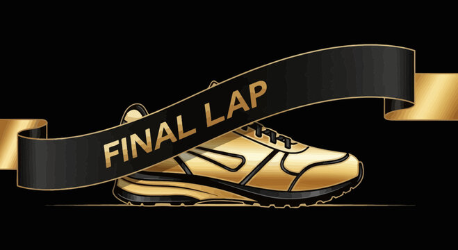 Gold Shoe Illustrates Final Run Symbolizing Victory and Speed, Ideal for Sports Design