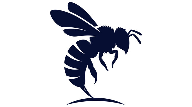 Silhouette icon of an aggressive honeybee stinging a surface