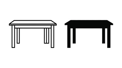 Fototapeta premium Table icon illustration with black and white silhouette vector graphics