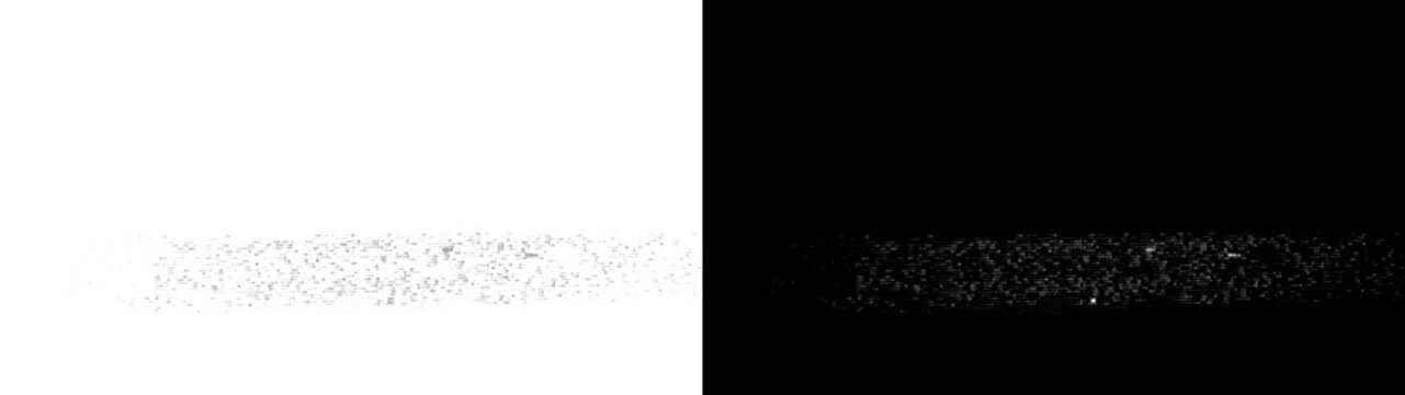 Horizontal digital data stream glitch isolated on transparent background for motion