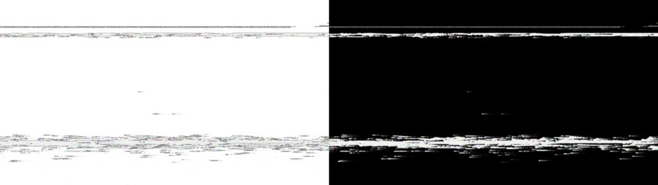 Horizontal digital data glitch scanlines isolated on transparent background