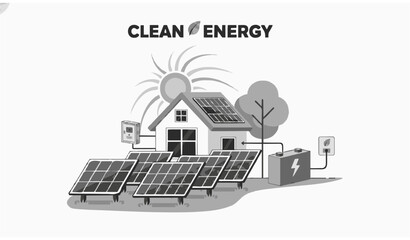 Isometric solar energy system illustration renewable power technology vector © Rune Veil