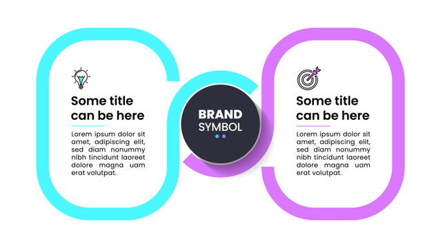Infographic template. 2 banners with icons and title in the middle