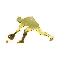 Fototapeta premium Shining golden male baseball infielder throwing a ball, alpha channel