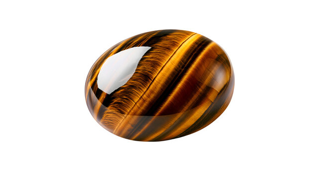 Ultra realistic realistic tiger eye gemstone with polished crystal reflections and luxury texture, isolated on white background