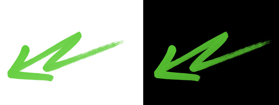 Double Zigzag Glowing Green Arrow Pointing Left on Black Background