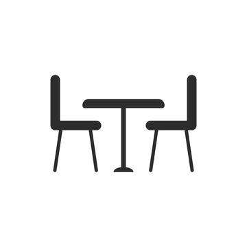 Table and chairs icon. Monochrome black and white symbol