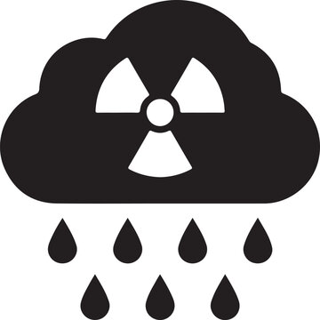 Acid rain icon. Radioactive rain symbol. Nuclear fallout cloud with raindrops. Toxic pollution weather icon. Environmental disaster flat vector. Radioactive cloud illustration. Ecological hazard sign.