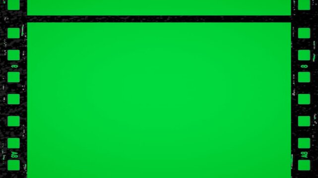 Seamless widescreen green screen mask with tiny film edge codes and realistic border aesthetics abstract cinematic background video editing motion graphics footages clip assets footage.