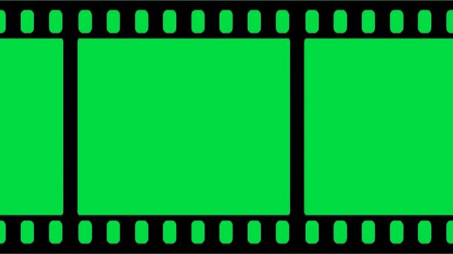 Double layout green screen film cells side by side with accurate black separation borders and frames abstract cinematic background video editing motion graphics footages clip assets footage.