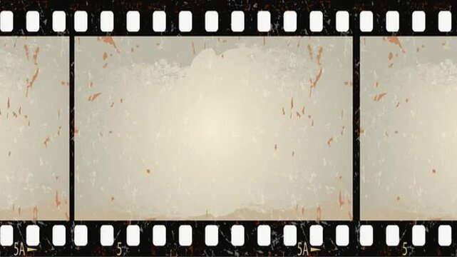 Dirty silver halide grain texture backdrop enclosed in an old cinematic film roll border frame abstract cinematic background video editing motion graphics footages clip assets footage.