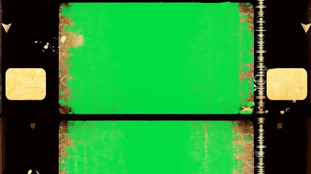 Highly distressed grunge frame overlay with a green screen placeholder and unique rust aesthetics abstract cinematic background video editing motion graphics footages clip assets footage.