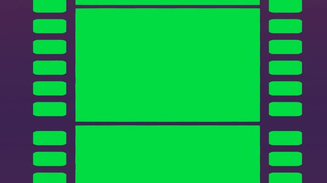 Vibrant purple analog frame margins surrounding a clean green screen display block for creative clips abstract cinematic background video editing motion graphics footages clip assets footage.