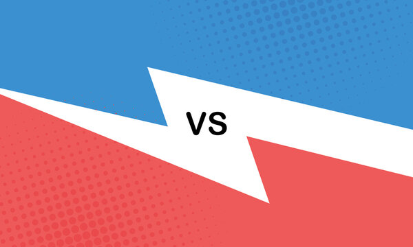 Versus compare. Red VS blue battle conflict frame, confrontation clash and fight comic duel banner. Opposite sports challenge comics book cartoon  illustration background