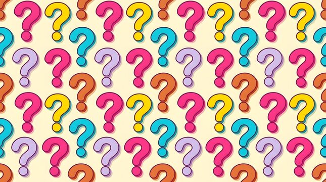 Colorful question mark seamless pattern background with multicolored inquiry symbols vector illustration