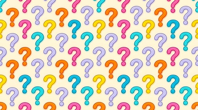 Colorful Question Mark Seamless Pattern Background for FAQ Quiz and Education Design