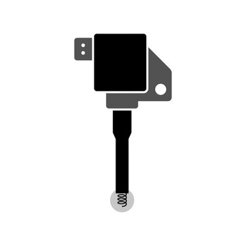 Vehicle ignition coil icon  flat design automotive electrical part  minimal vector illustration