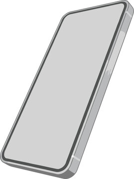 Silver Gray 3D Smartphone Mockup With Blank Screen In Tilted Perspective For Mobile UI Showcase Design