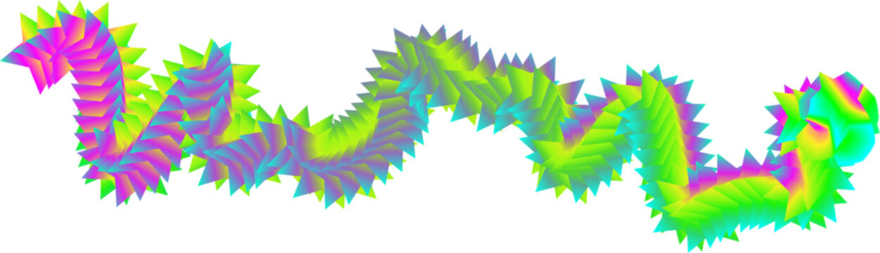 Abstract colorful geometric snake shape with gradient colors