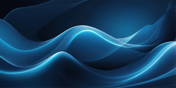 abstract blue wave background with smooth flowing light curves and dynamic motion lines digital texture design