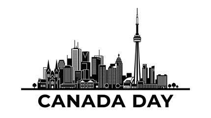 Naklejka premium Canada day celebration in toronto cityscape