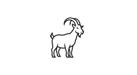 Fototapeta premium Minimalist black and white goat line drawing