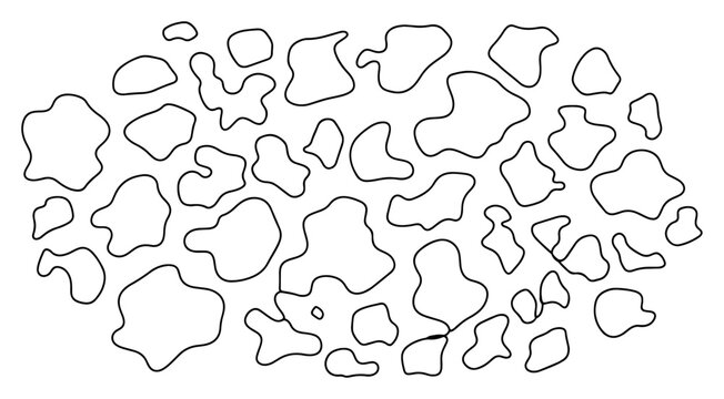 Abstract organic shapes and liquid spots pattern outline. Camouflage texture or cell structure minimalist vector illustration.