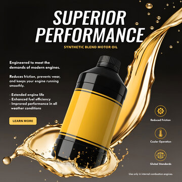 realistic motor oil poster ads with editable text