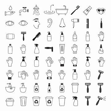 Collection of diverse flat icons showing daily objects and activities