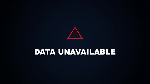 Animated Data Unavailable Error Message with Red Warning Icon and Digital Glitch Effect