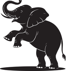 Fototapeta premium Black elephant raising trunk in air