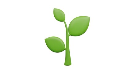 Obraz premium Green 3d sprout with three leaves on white background