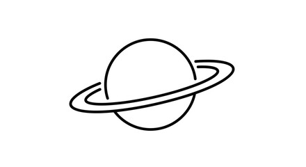 Simple Line Art Planet Saturn Icon, Minimalist Space Galaxy Graphic © Maubuatapa