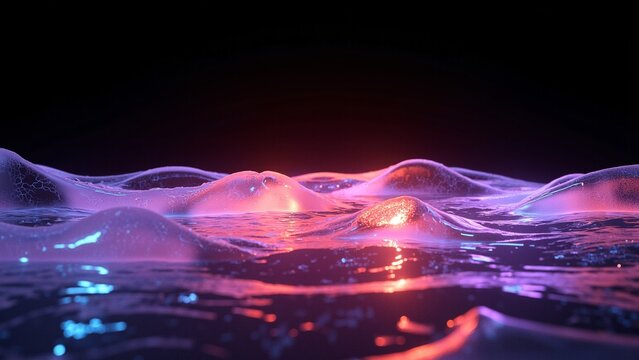 Cinematic Cyberpunk Glass and Glowing Liquid Acrylic Abstract Background