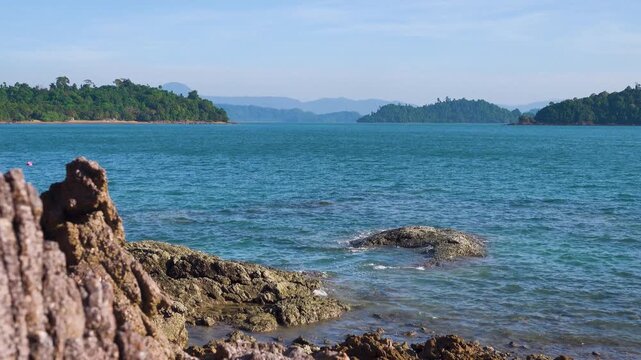 Skerries in the coastal zone of the Andaman sea. Thailand
