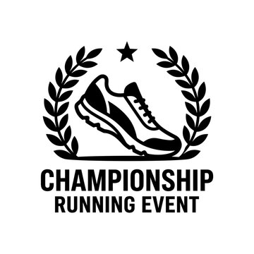 Iconic Championship Running Event Emblem Featuring Athletic Footwear and Laurel Wreath Symbolism