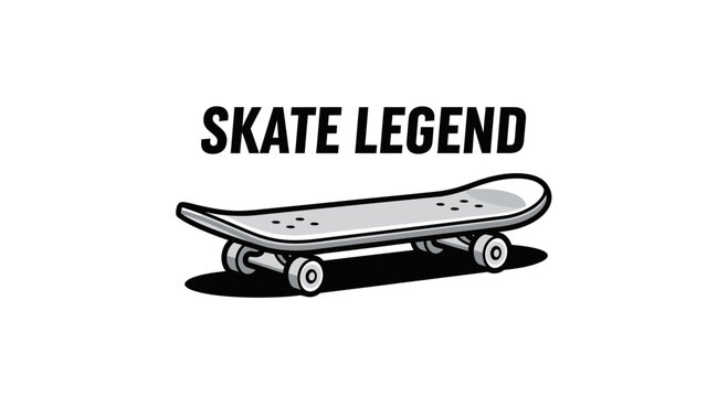 Illustration Of A Skateboard, The Words Skate Legend, And A Stylish, Modern Design