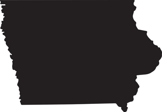 Iowa state outline map black silhouette