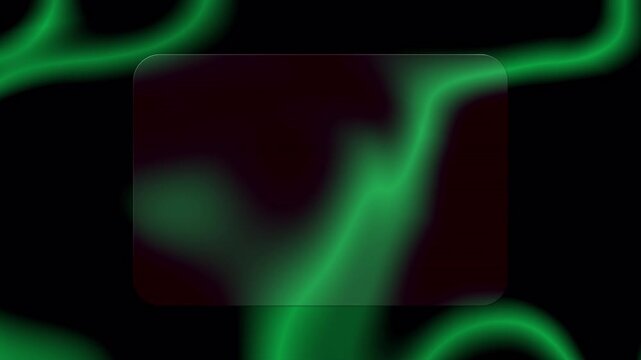 Beautiful transparent rounded rectangle glass frame background, realistic liquid glassmorphism user interface, blurred animated UI design loop