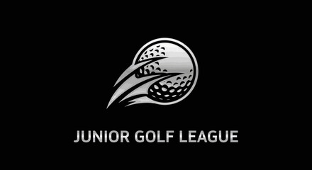Naklejka premium Junior Golf League Emblem: Modern Design on Black Background, Premium Sport Logo