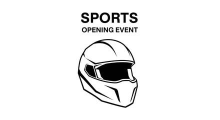 Fototapeta premium Illustrated Motorbike Helmet Representing Sports Opening Event In Clean Black And White Style