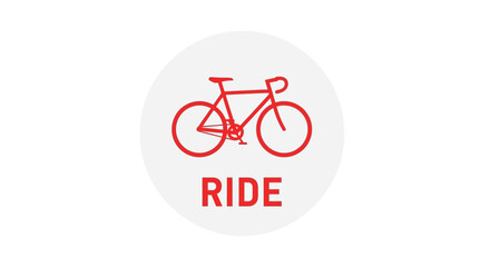 Fototapeta premium Minimalist Bicycle Ride Icon Illustrated In Red On A White Circular Background