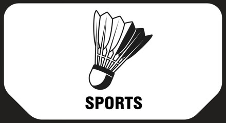 Fototapeta premium Minimalist Badminton Shuttlecock Icon in Black and White Representing Sport and Recreation