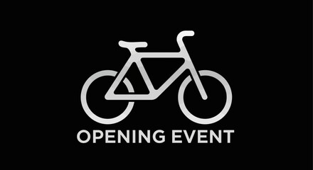 Fototapeta premium Minimalist Bicycle Design Announcing An Opening Event On A Sleek Black Background