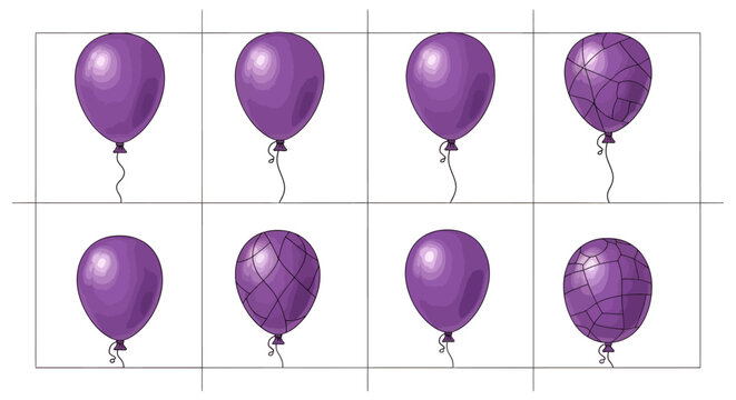 Colorful purple balloons with shiny surface and string, festive celebration decoration, party, event, wedding, anniversary, birthday, celebration, joy, happiness, decoration, colorful
