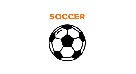 Obraz premium Minimalist Soccer Ball Design Featuring Bold Black and White Aesthetics Under The Word Soccer