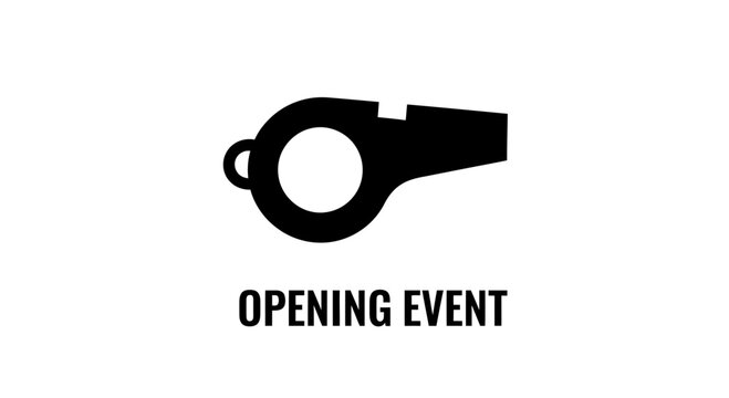 Minimalist Whistle Illustration Announcing an Opening Event, Simple and Iconic Design
