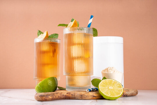 Protein Iced Tea, cold summer drink rich in protein