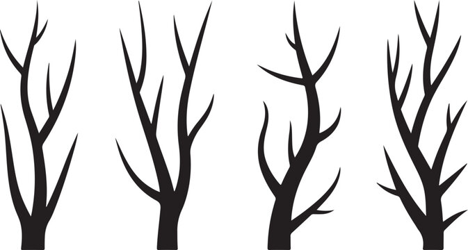 Black leafless tree branches illustration