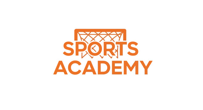 Orange Sports Academy Logo, Emblem, And Mark, Ideal For Sporting Clubs And Institutes